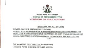 FAMILIES SEEK REPS’ INTERVENTION OVER BREACH OF COURT ORDER BY STERLING PETROCHEMICALS AND FERTILIZERS LIMITED